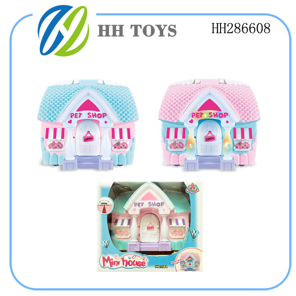 Cat music light villa doll house