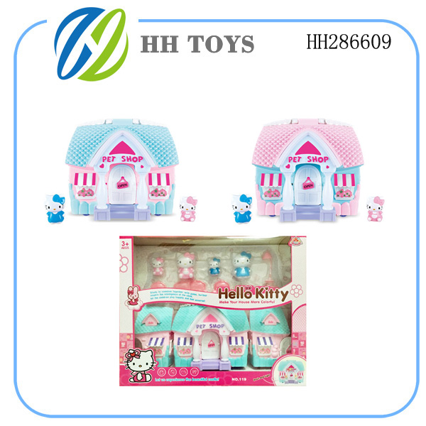 KT cat music light villa doll house