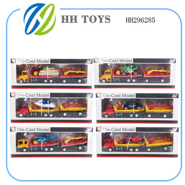1:60回力合金模型 活动拖板载六款小车+后拖吊车