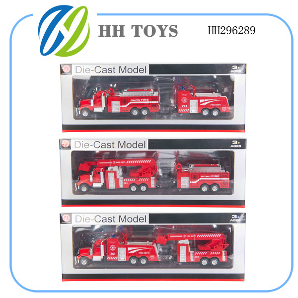 1:70滑行合金模型 消防车+后拖