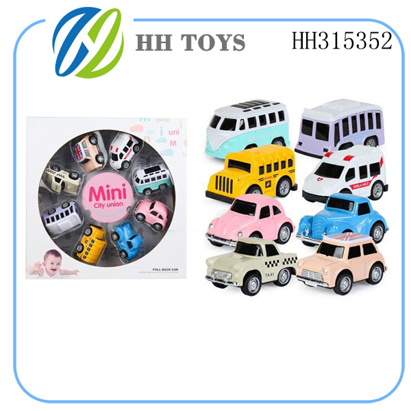 Q版迷你城市联盟合金回力车 8PCS
