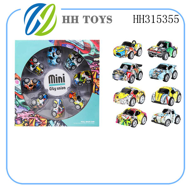 Q版涂鸦合金回力跑车 8PCS