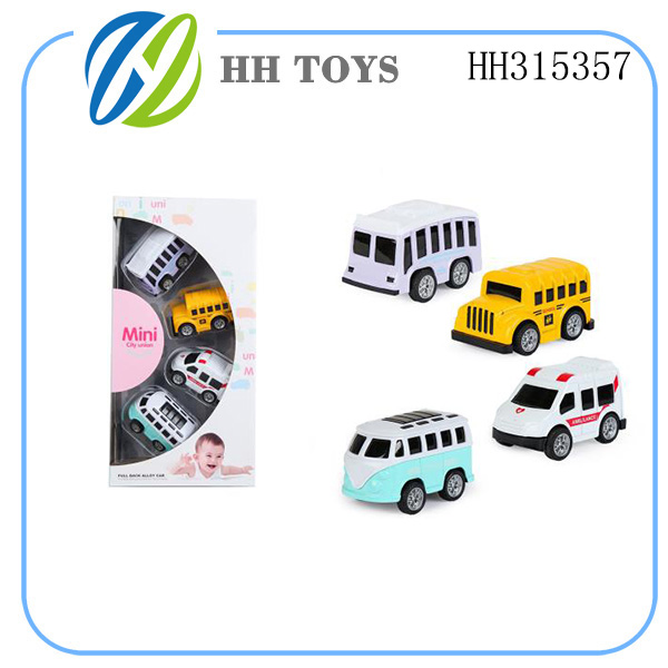 Q版合金迷你校巴车 4PCS