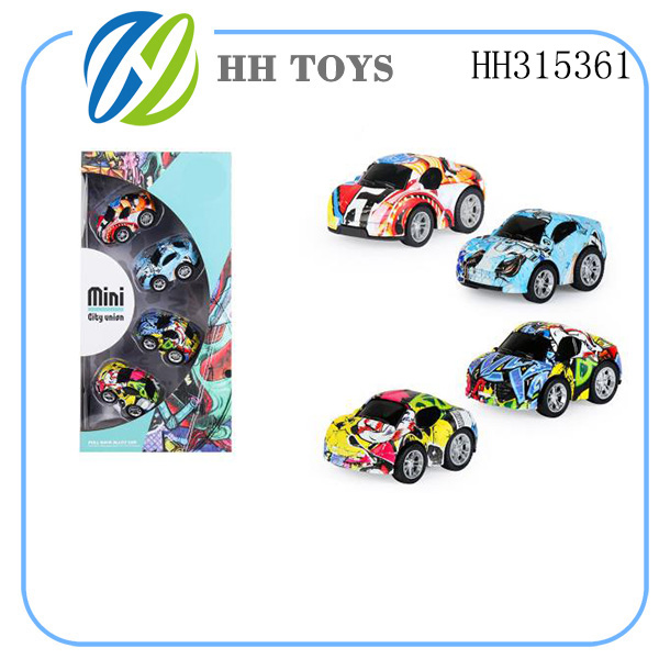 Q版涂鸦迷你合金回力车 4PCS