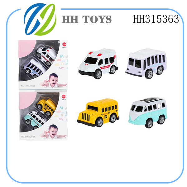 Q版合金迷你校巴回力车 2PCS