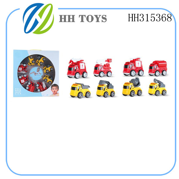 2合1 Q版合金消防/工程惯性车 8PCS