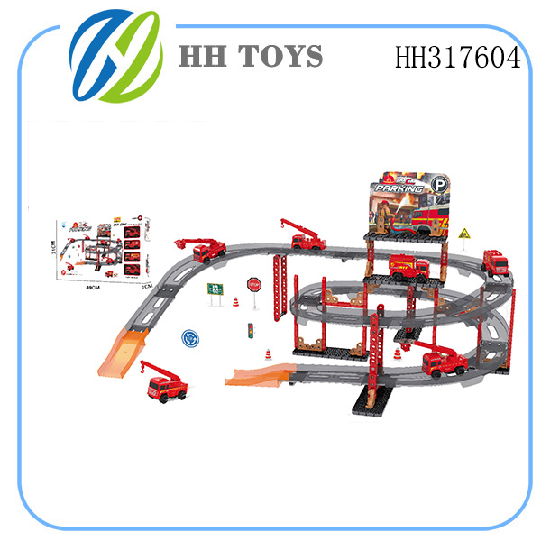 DIY building blocks fire control parking lot