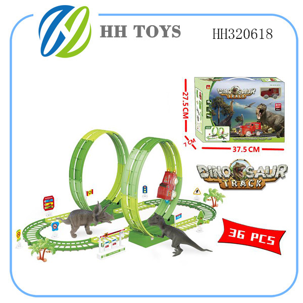 Double circular track dinosaur electric railcar