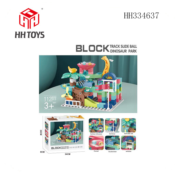 Dinosaur building block ball slide