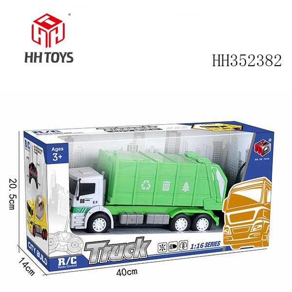 Sanitation and cleaning vehicle with USB remote control 4-way main body power package, remote control without power paint plastic [English packaging]