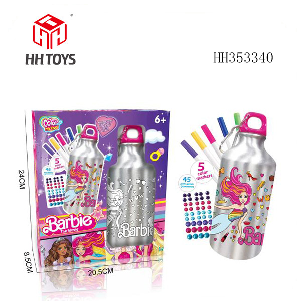 DIY Barbie Graffiti Water Bottle (500ML 5-color watercolor pen)