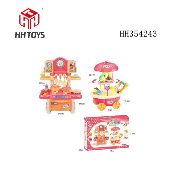 Combination of cutlery table (light and sound) and ice cream cart (no music), (single 2 * aa, 2 total 4aa)