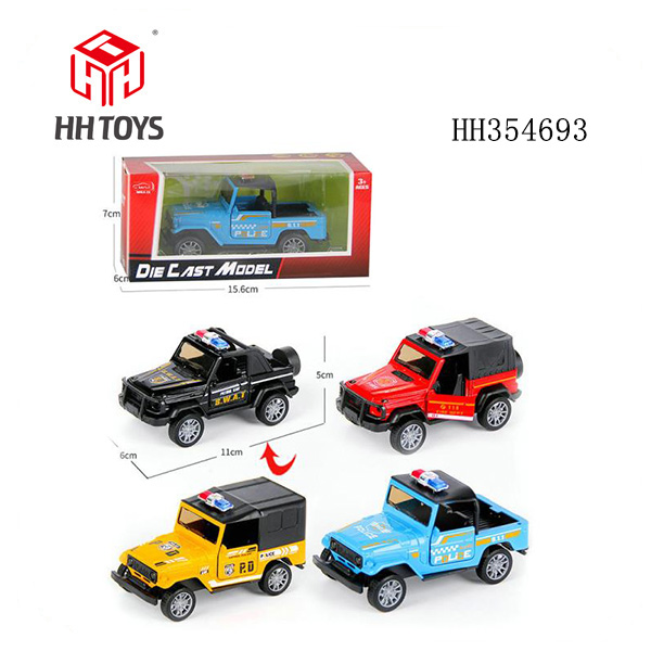 1:32 Alloy pull back police car,opened door,4asst