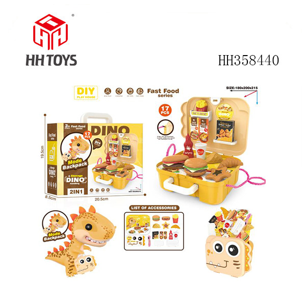Dinosaur backpack fast food house set