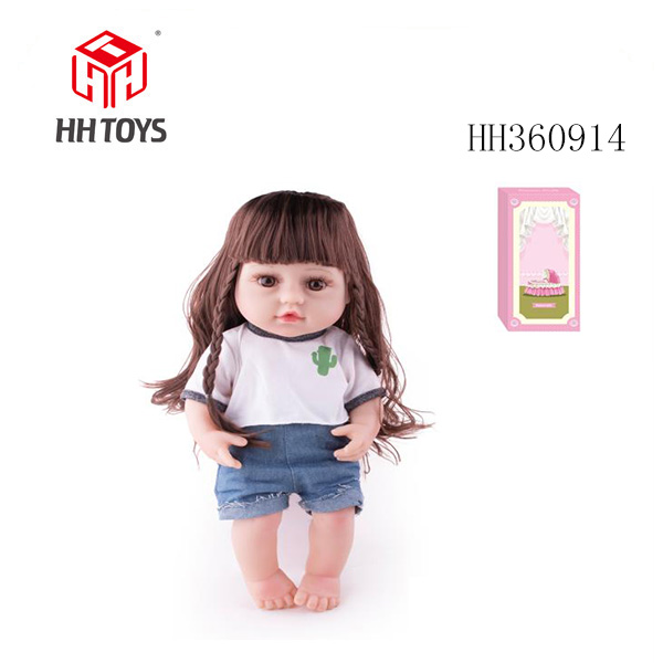 38CM Reborn Doll Small Full Soft Rubber Can Drink Water and Urine, Car Hair, with Nipple, Drinking Bottle, Diaper, Birth Card