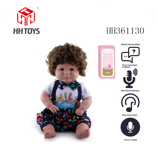 60厘米重生娃娃高仿真婴儿娃娃，（机植发）全身软胶，带奶瓶，磁性奶嘴，尿布，出生卡，带语言对话，学舌功能