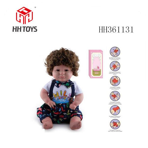 60厘米重生娃娃高仿真婴儿娃娃，（机植发）全身软胶，带奶瓶，磁性奶嘴，尿布，出生卡，带重力感应发声功能