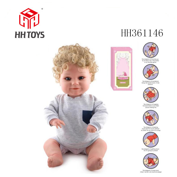 60厘米重生娃娃高仿真婴儿娃娃，（假发套）全身软胶，带奶瓶，磁性奶嘴，尿布，出生卡，带重力感应发声功能