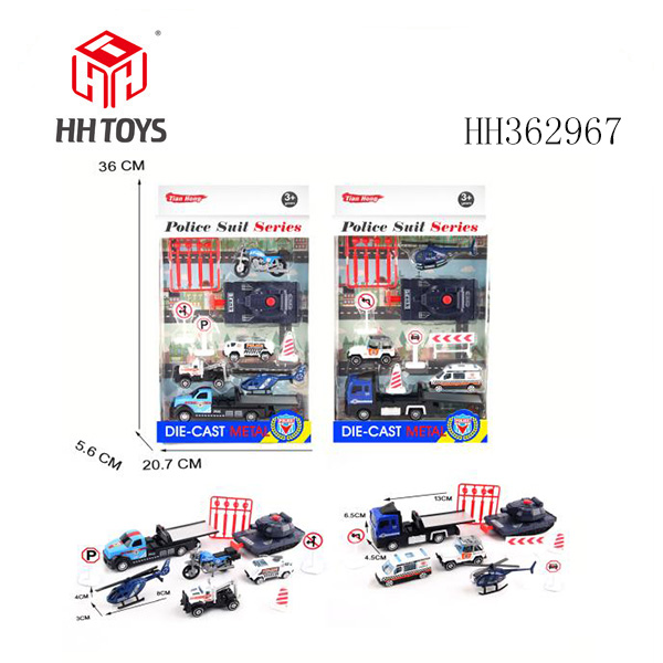 (GCC)合金货柜车弹射小盒套装（警察）2款混装