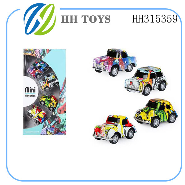 Q版涂鸦迷你合金老爷回力车 4PCS
